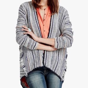 LUCKY BRAND POTTERY HI LOW FRINGE CARDIGAN SMALL